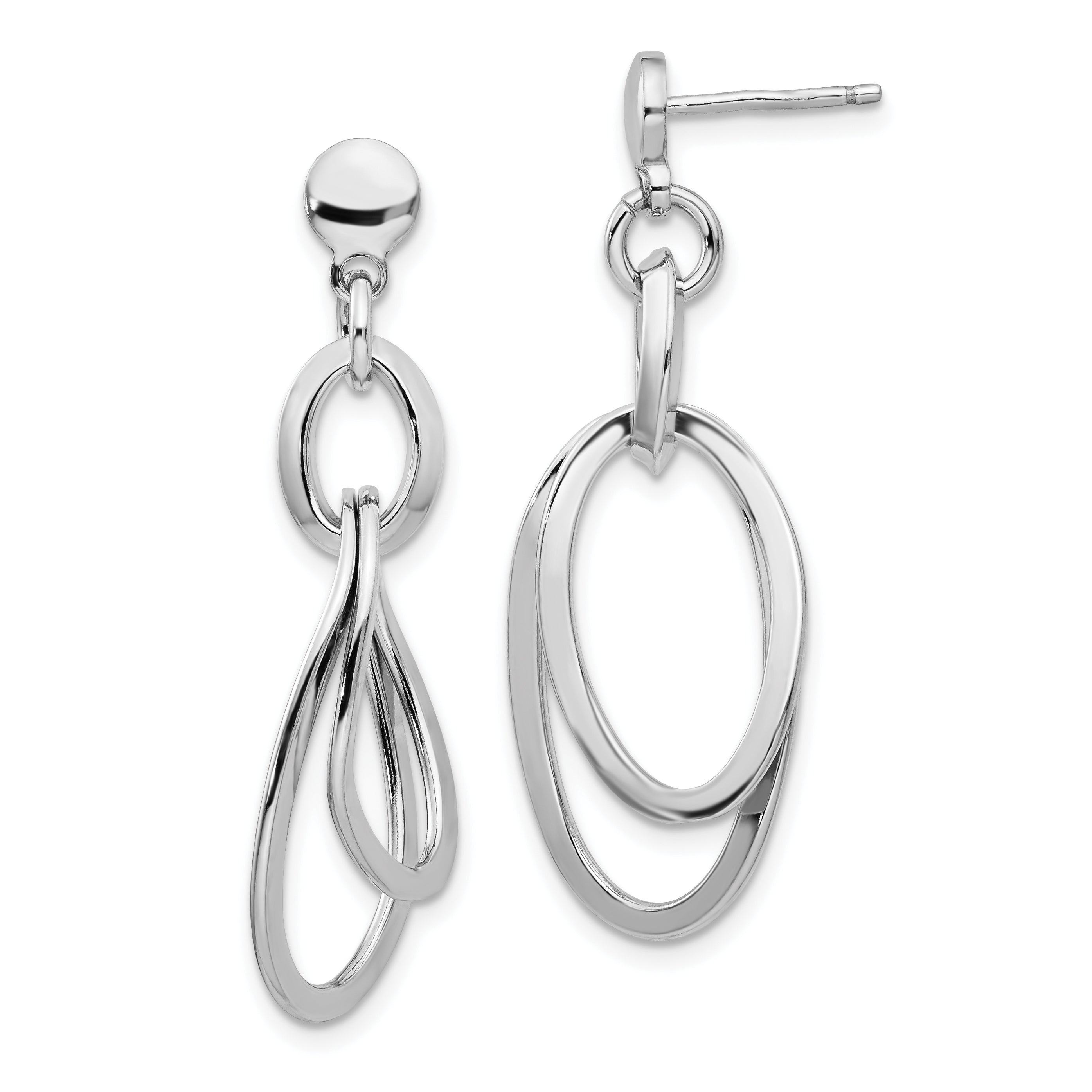 Sterling Silver Rhodium-plated Polished Dangle Earrings Main image