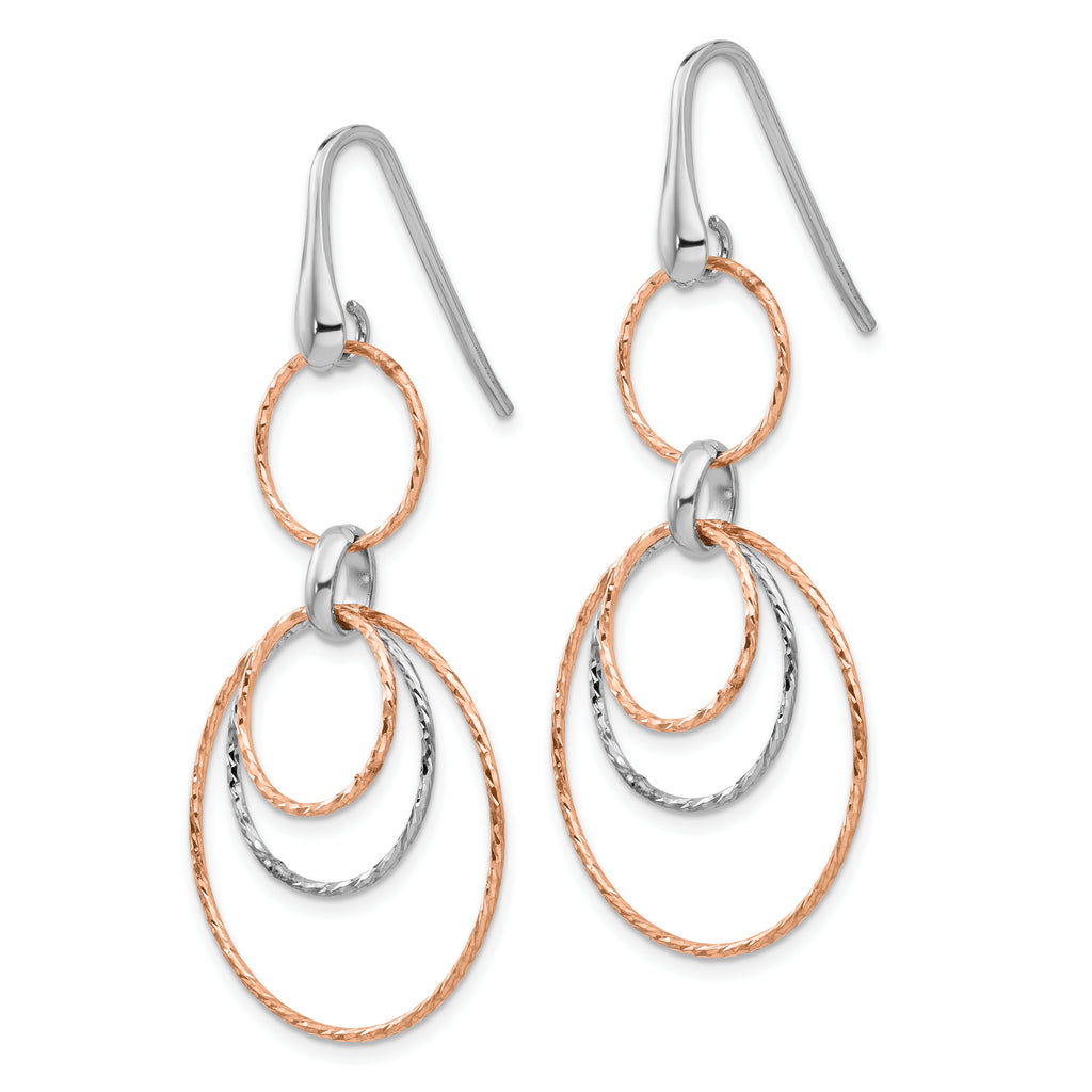 Sterling Silver Rose-Gold-plated D/C Dangle Earrings