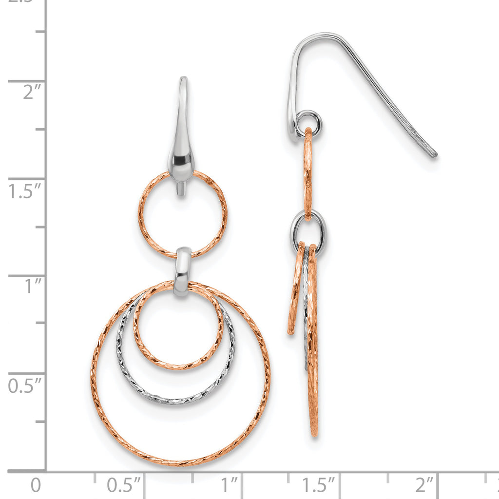 Sterling Silver Rose-Gold-plated D/C Dangle Earrings