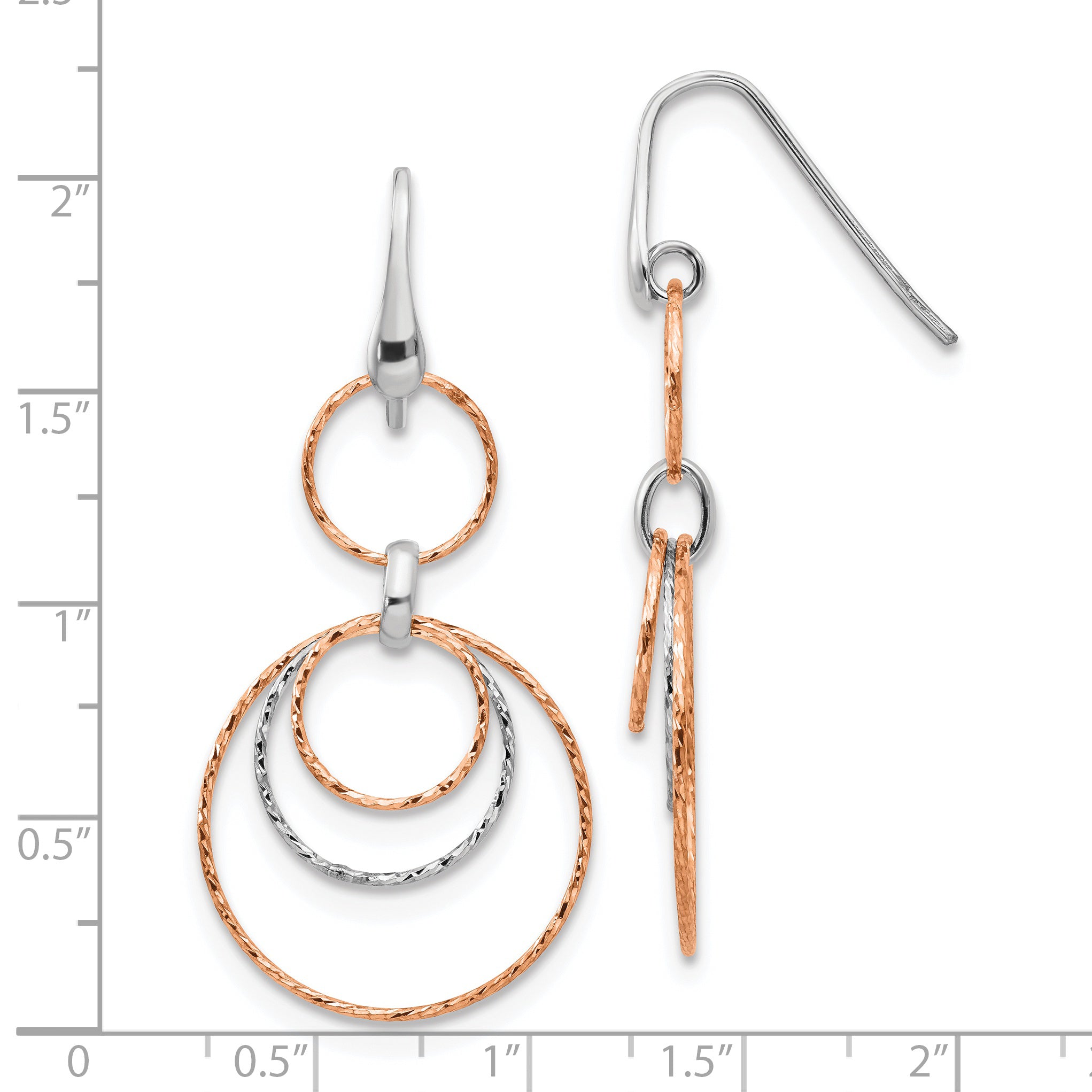 Sterling Silver Rose-Gold-plated D/C Dangle Earrings
