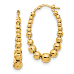 Sterling Silver Gold-plated Polished Beaded Hoop Earrings