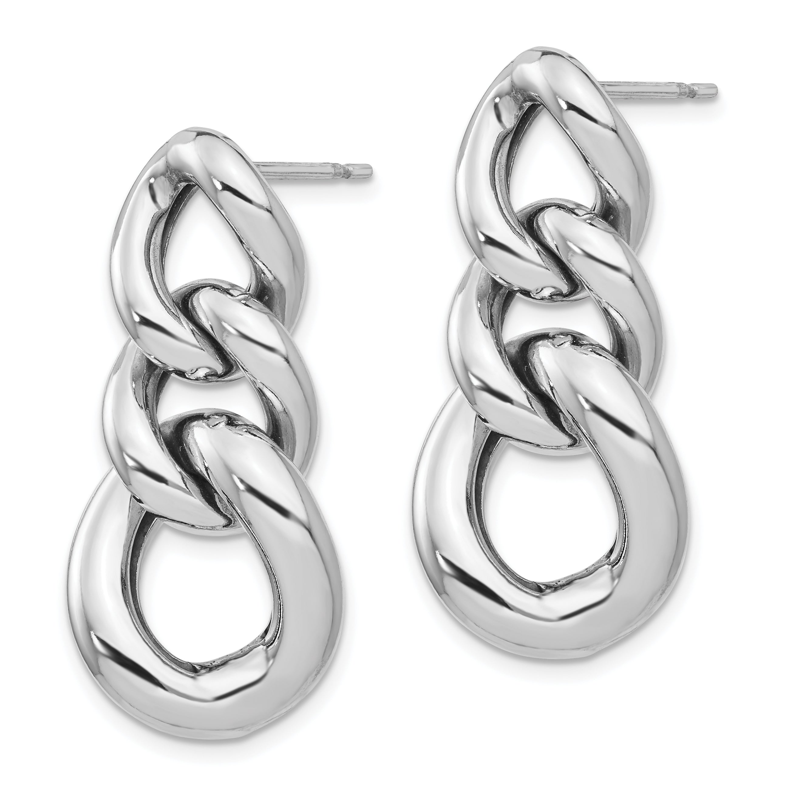 Sterling Silver RH-plated Polished Post Dangle Earrings Secondary image