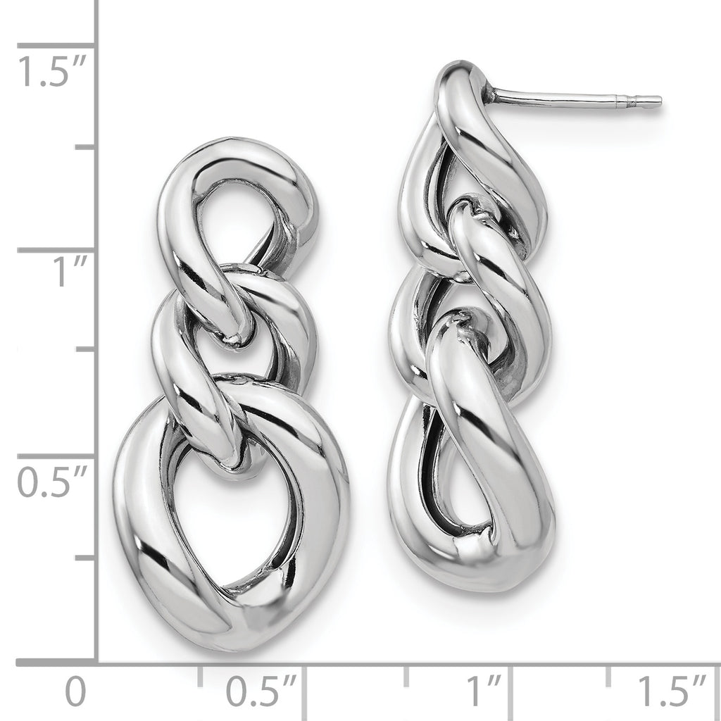 Sterling Silver RH-plated Polished Post Dangle Earrings