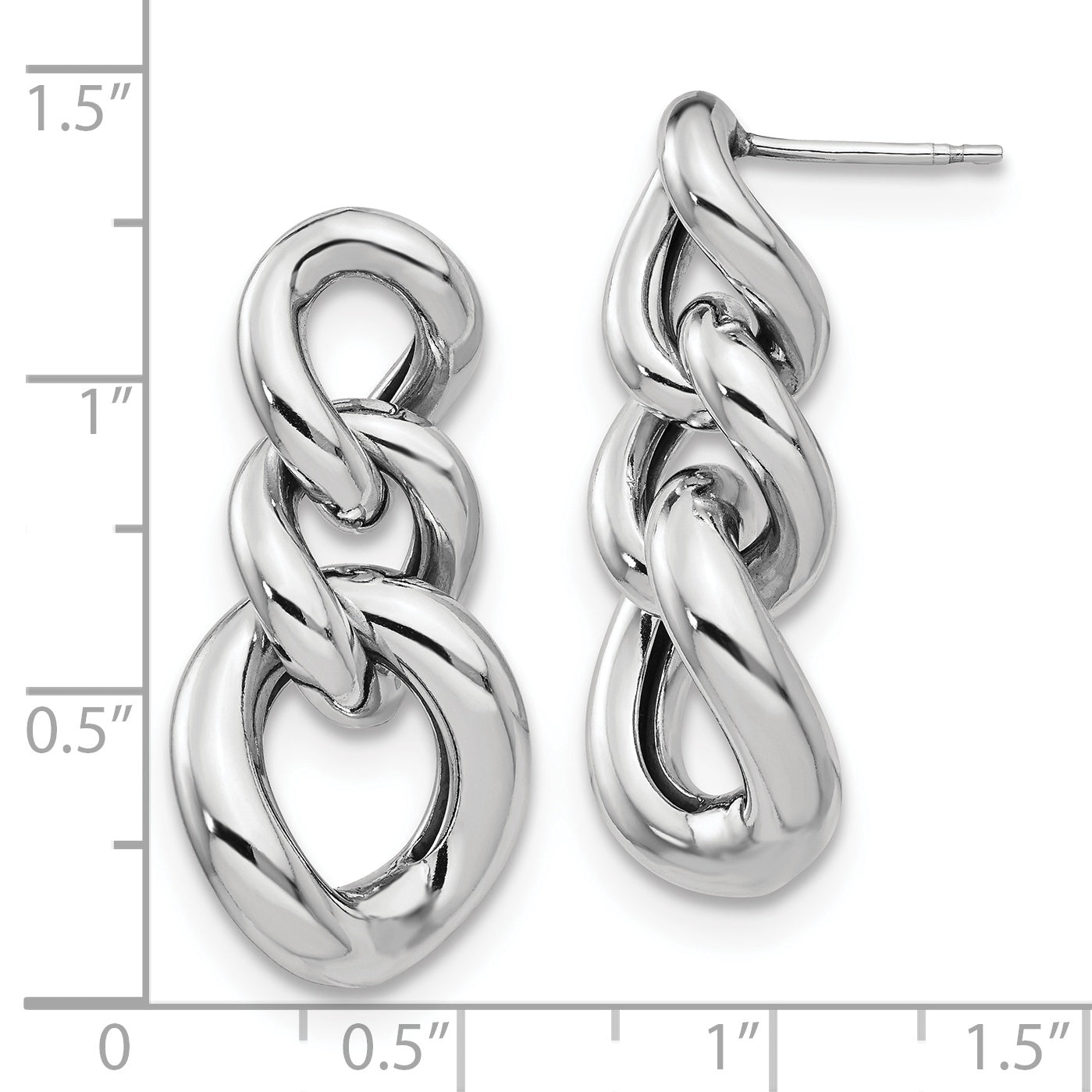 Sterling Silver RH-plated Polished Post Dangle Earrings