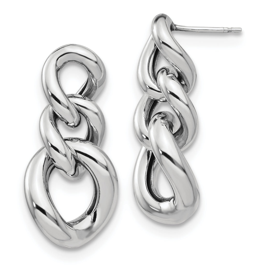 Sterling Silver RH-plated Polished Post Dangle Earrings