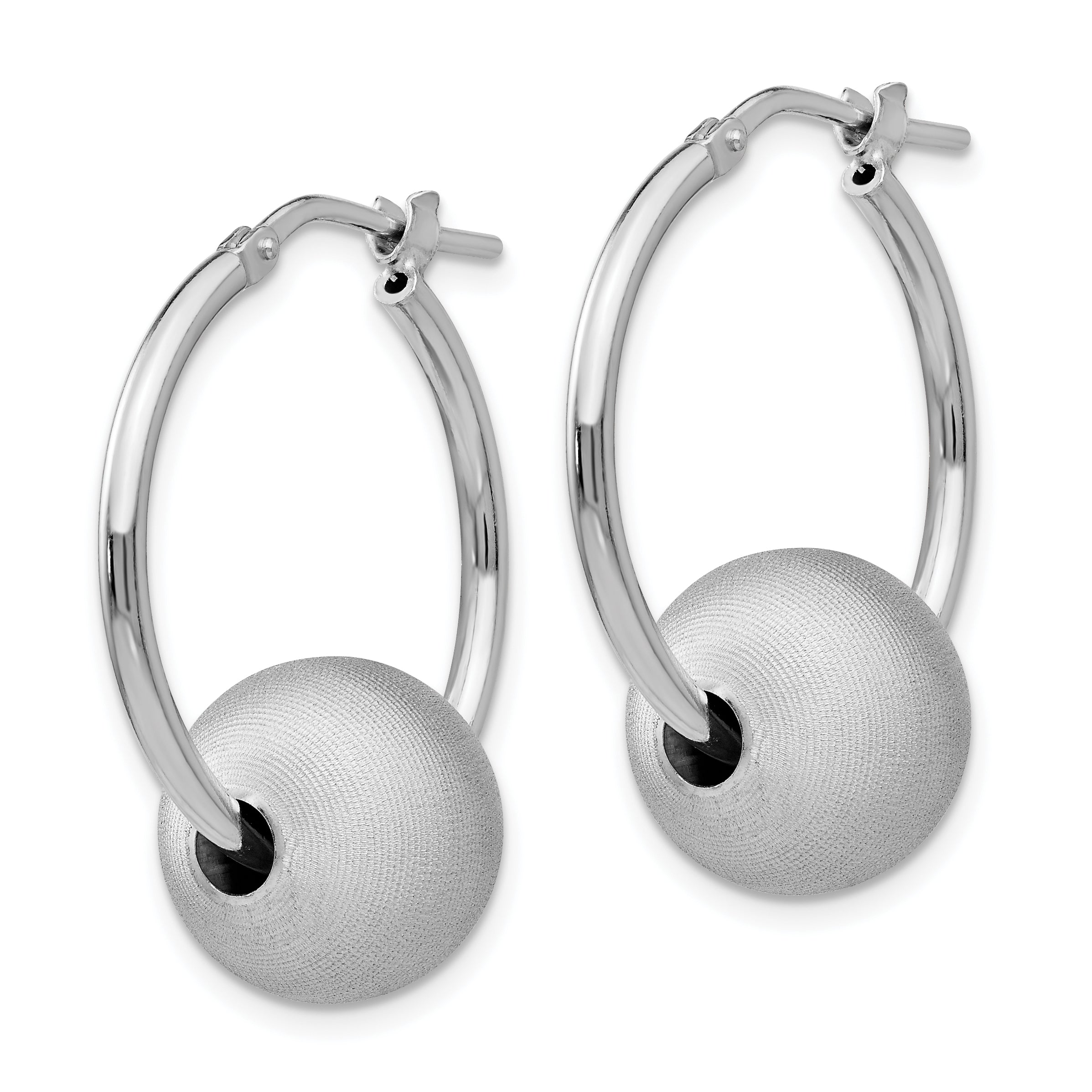 SS RH-plated Radiant Essence Brushed & Polished Hoop Earrings Secondary image