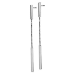 Sterling Silver Rhod-plat Polished Bar Post Dangle Earrings