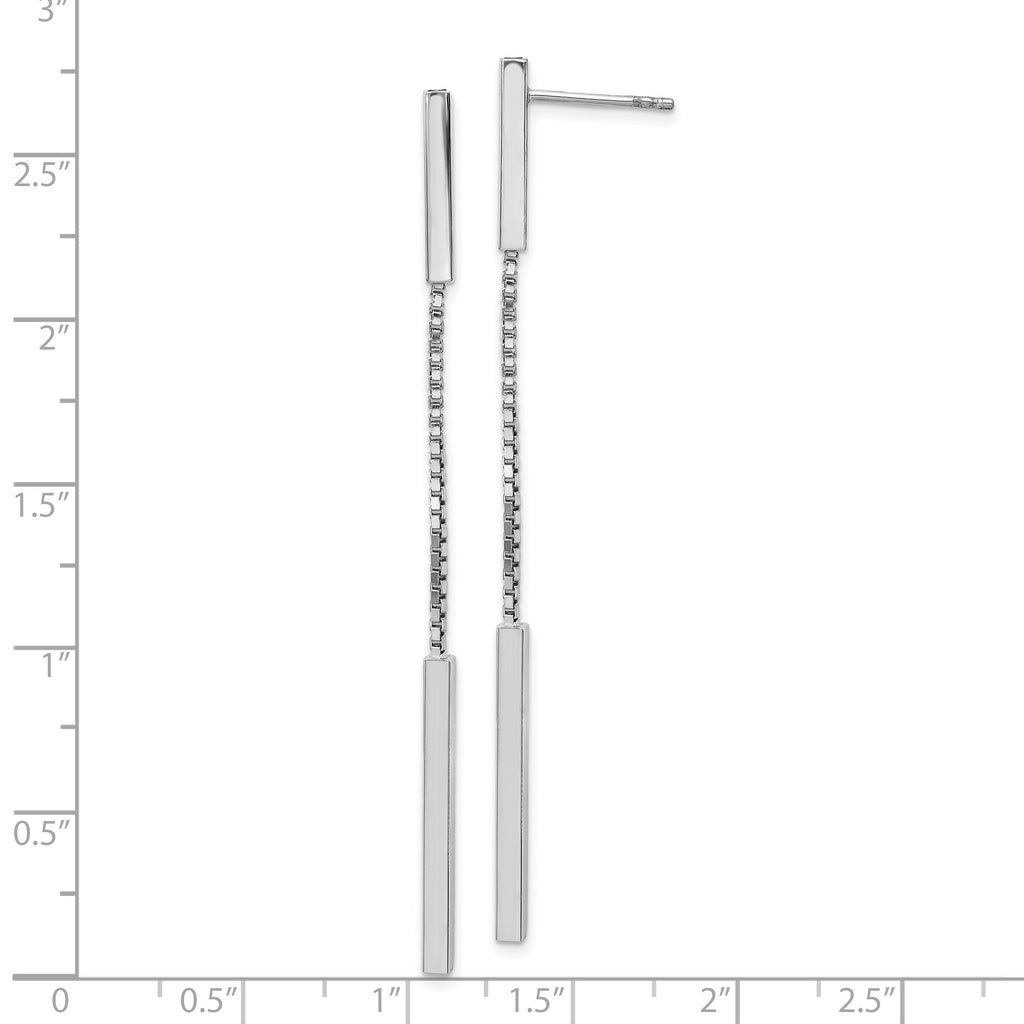 Sterling Silver Rhod-plat Polished Bar Post Dangle Earrings