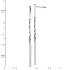 Sterling Silver Rhod-plat Polished Bar Post Dangle Earrings