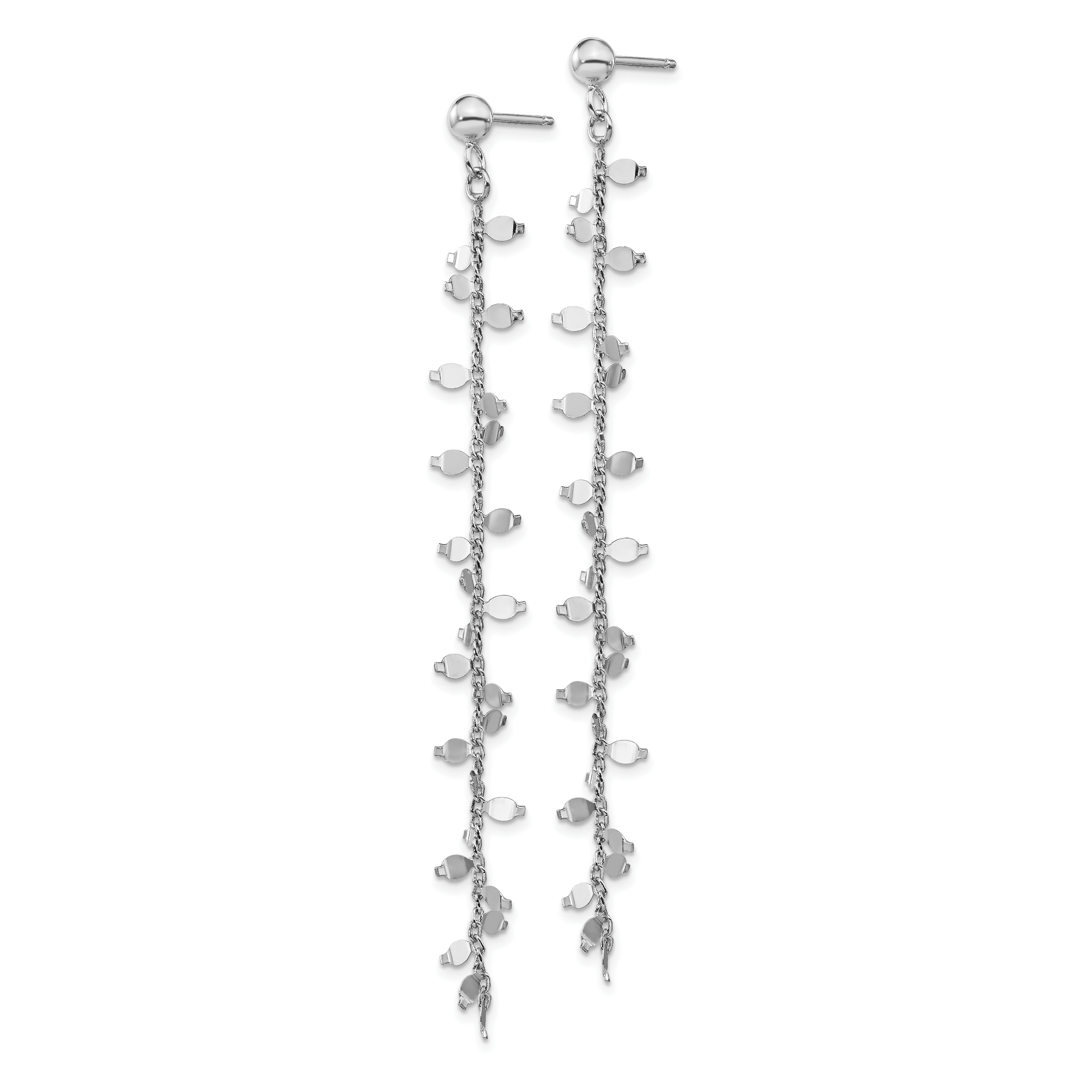 Sterling Silver Rhodium-plated Post Dangle Earrings