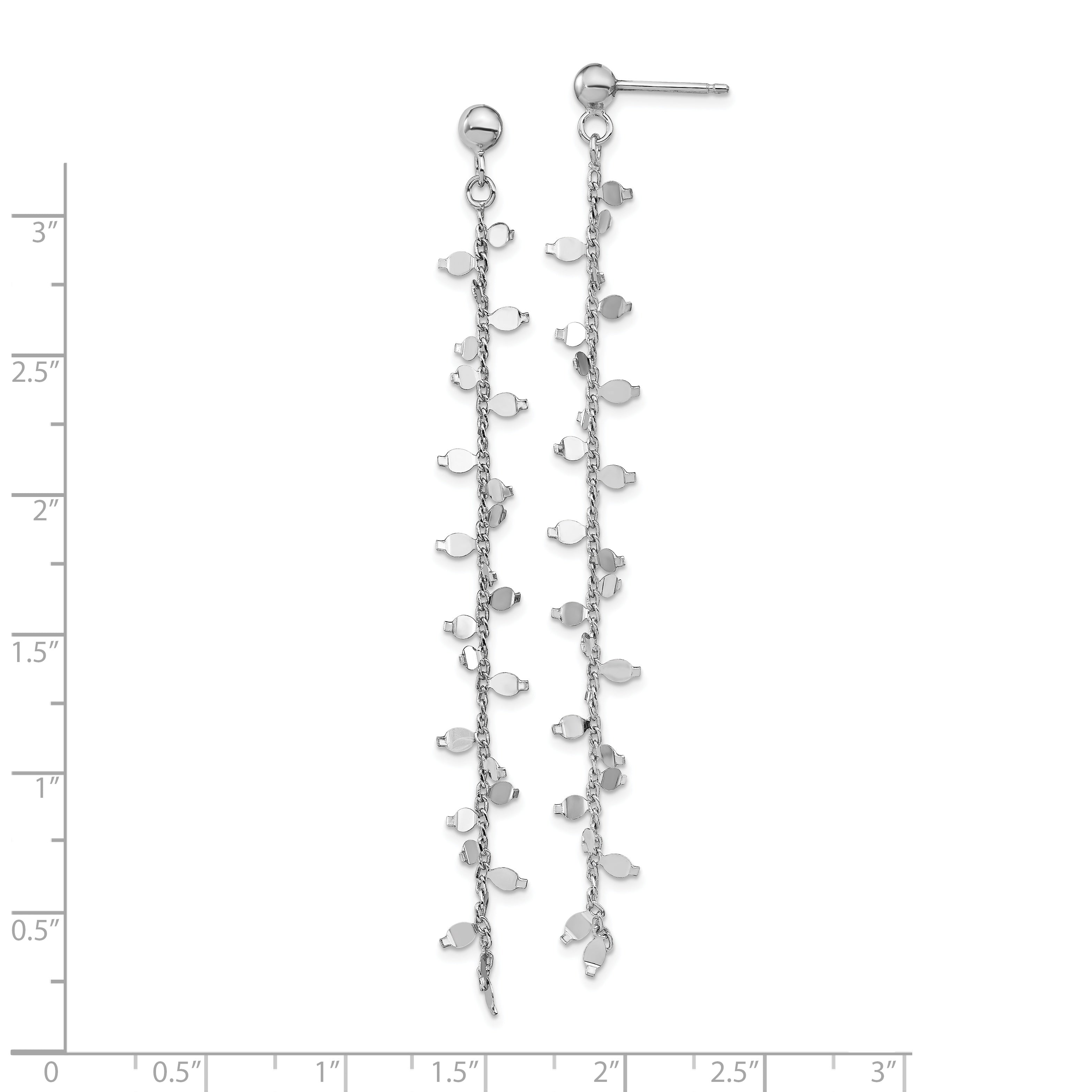 Sterling Silver Rhodium-plated Post Dangle Earrings