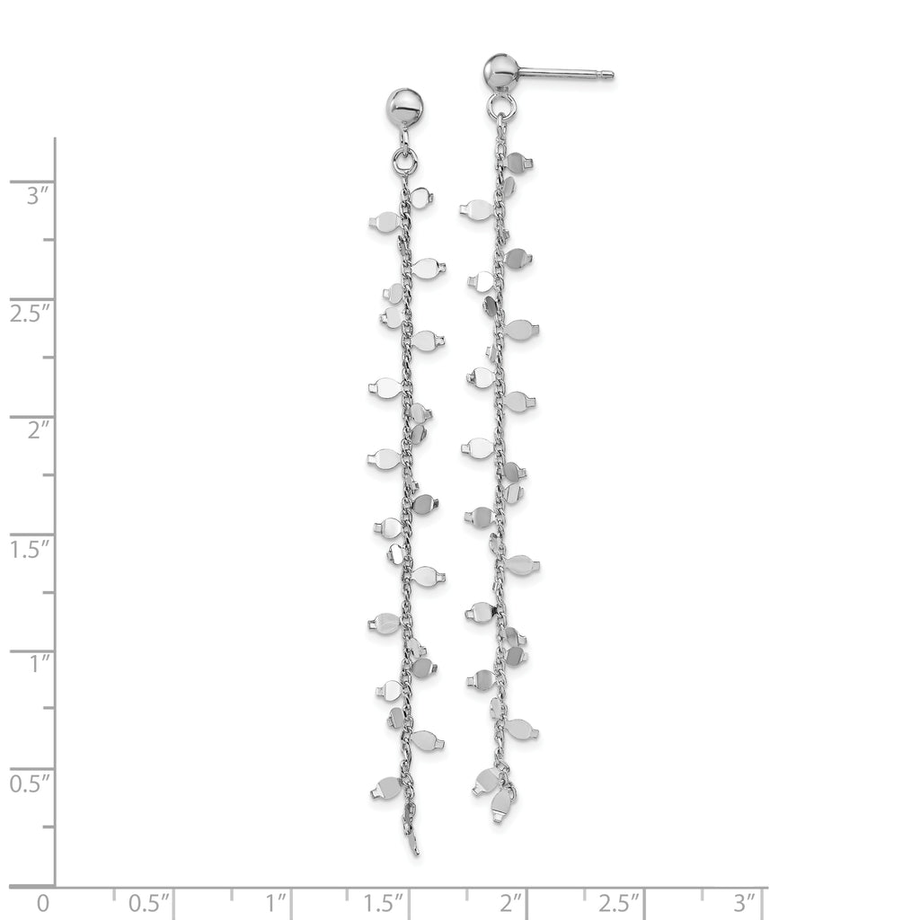 Sterling Silver Rhodium-plated Post Dangle Earrings