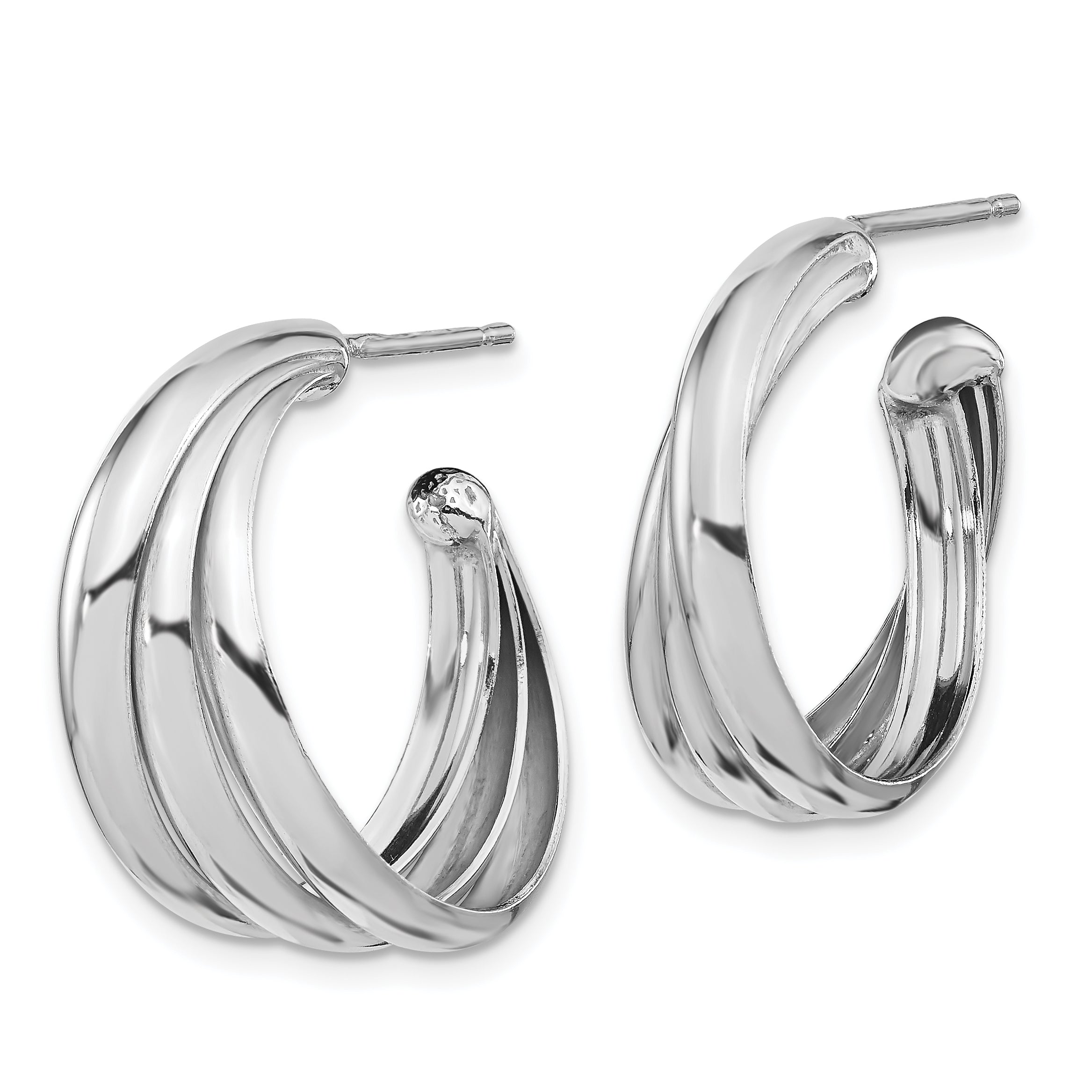 Sterling Silver Rhodium-plated Polished Hoop Earrings Secondary image