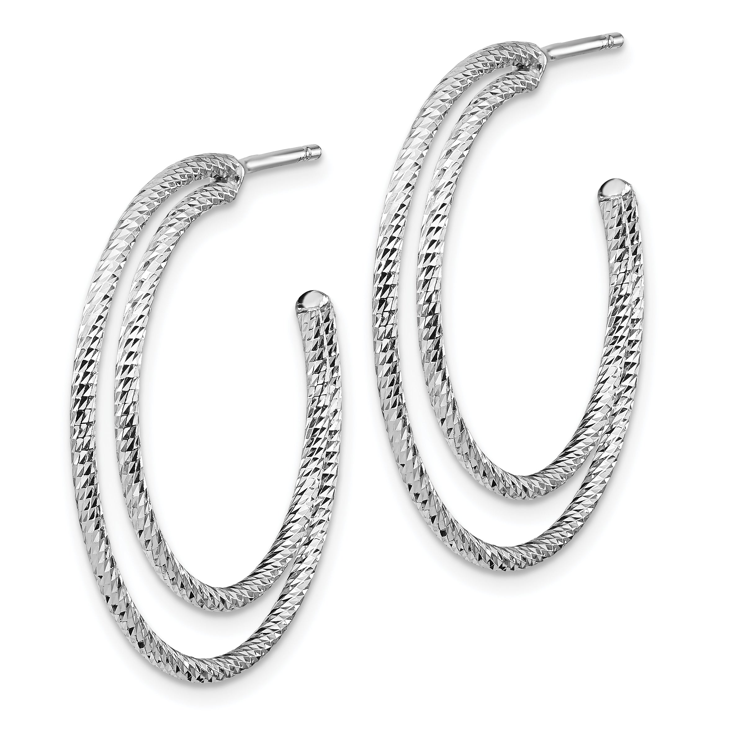 Sterling Silver Rhodium-plated D/C Hoop Earrings Secondary image