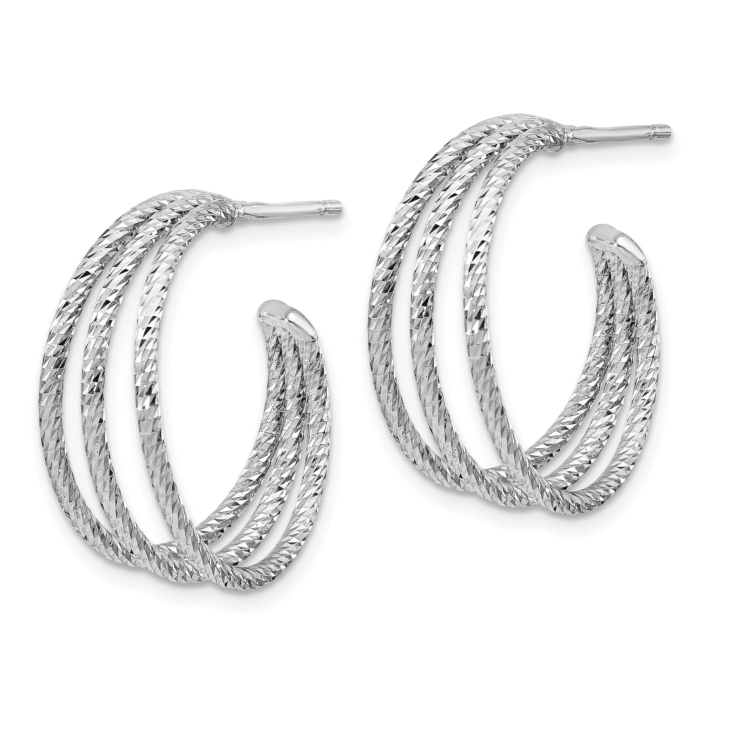 Sterling Silver Rhodium-plated D/C J-Hoop Earrings Secondary image