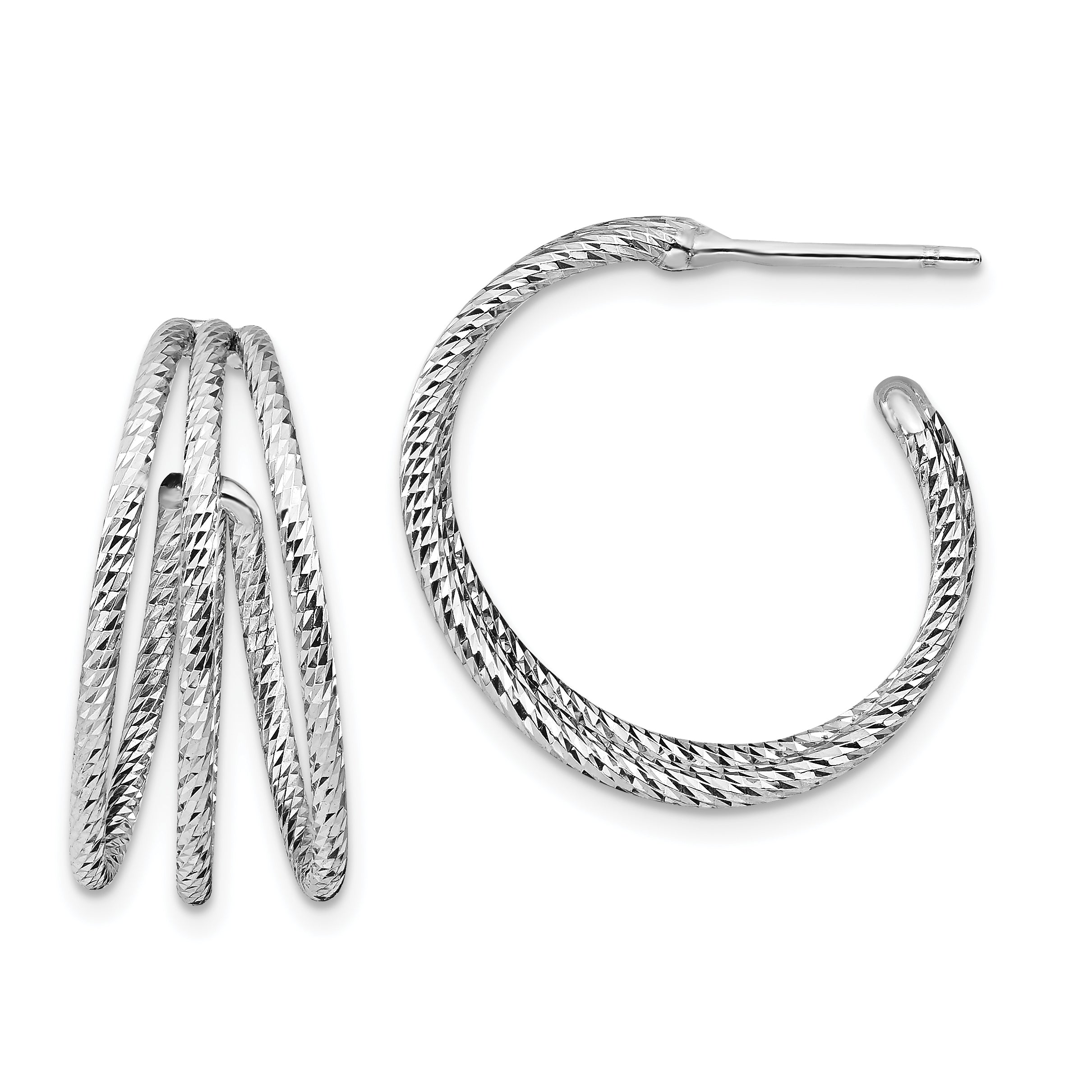 Sterling Silver Rhodium-plated D/C J-Hoop Earrings Main image