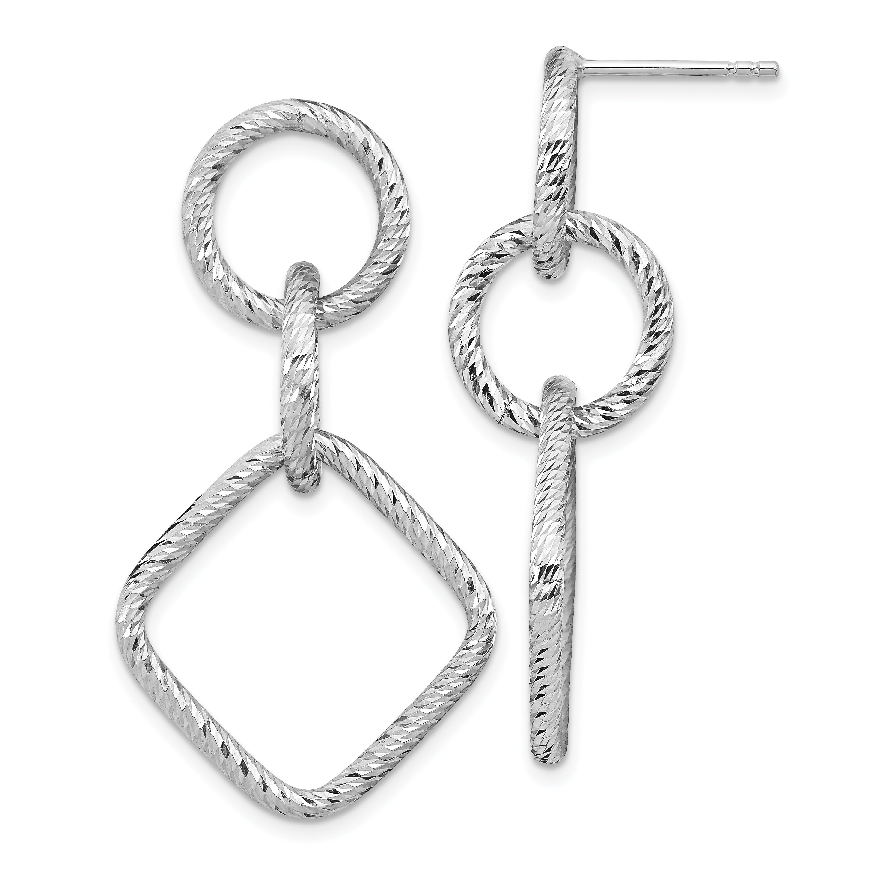 Sterling Silver Rh-plated D/C Post Dangle Earrings Main image