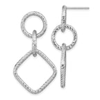 Sterling Silver Rh-plated D/C Post Dangle Earrings