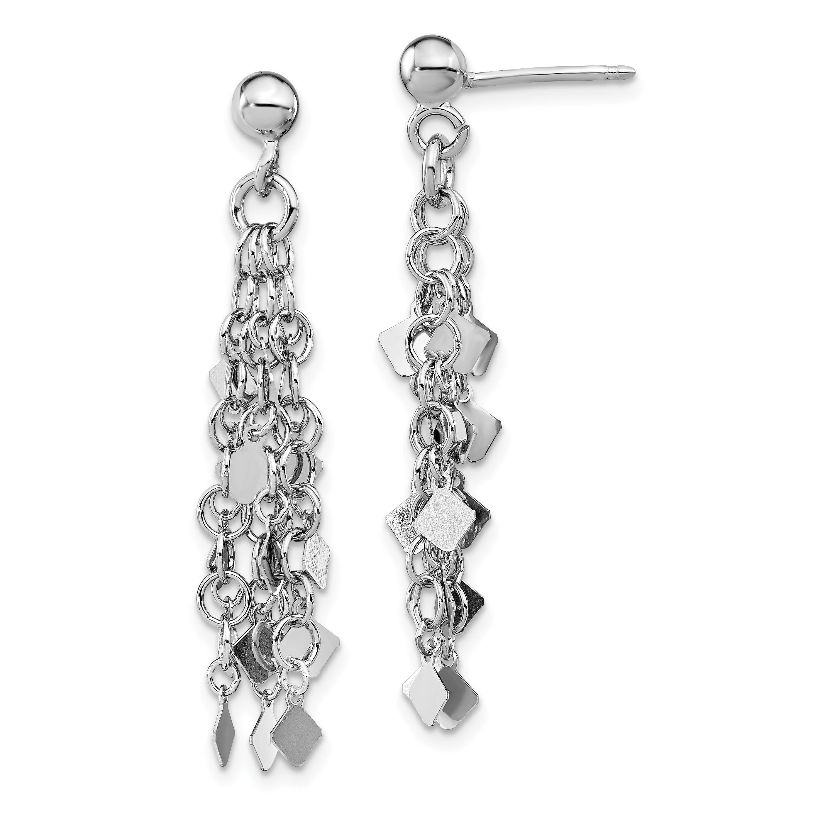 Sterling Silver Rhodium-plated Post Dangle Earrings Main image