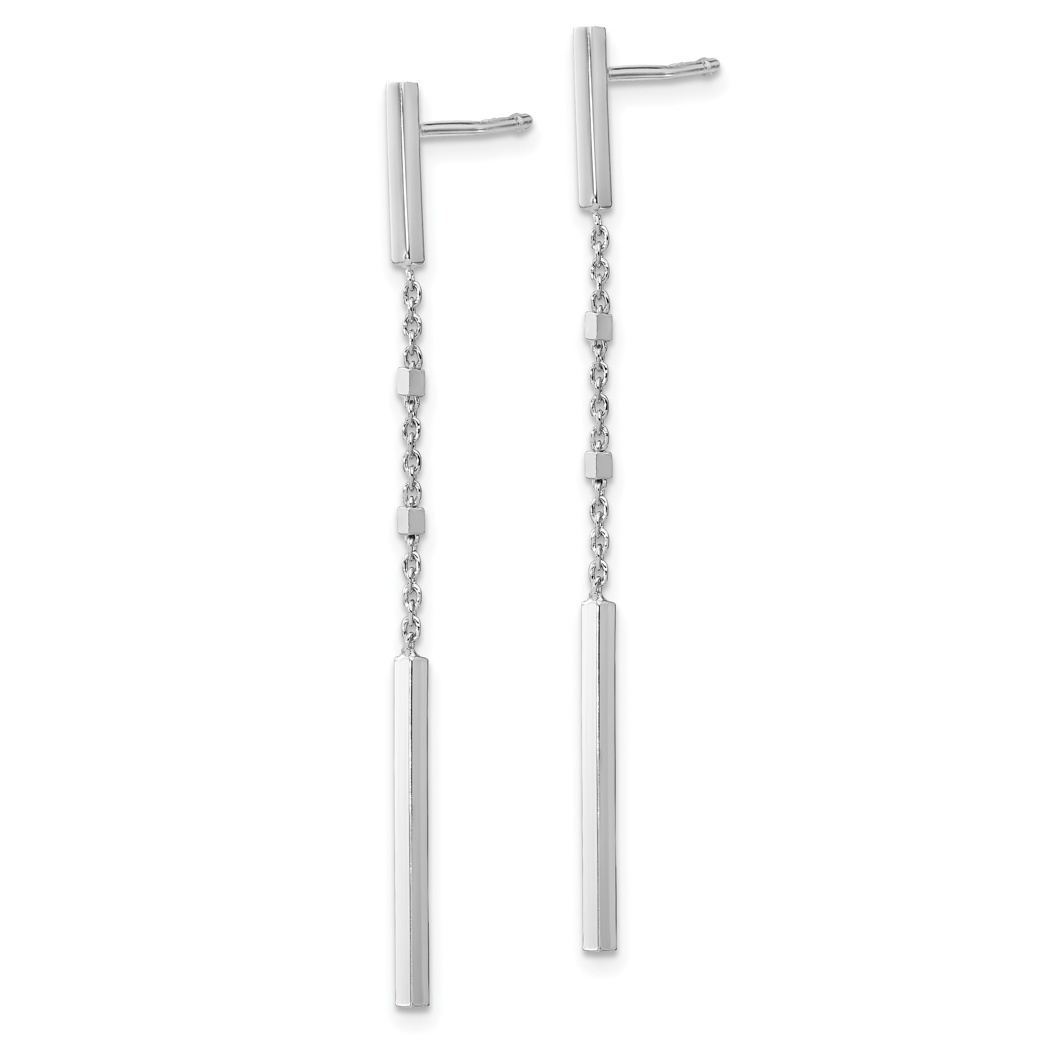 Sterling Silver Rhodium-plated Polished Post Dangle Earrings Secondary image