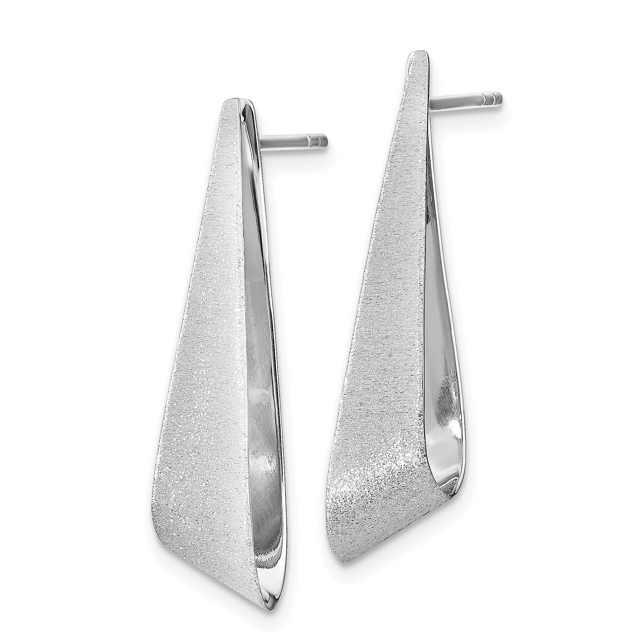 Sterling Silver Rhodium-plated Sand-finish Post Dangle Earrings Secondary image