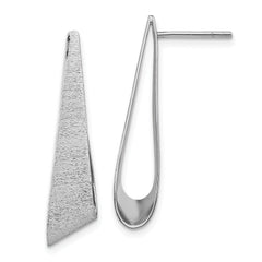 Sterling Silver Rhodium-plated Sand-finish Post Dangle Earrings