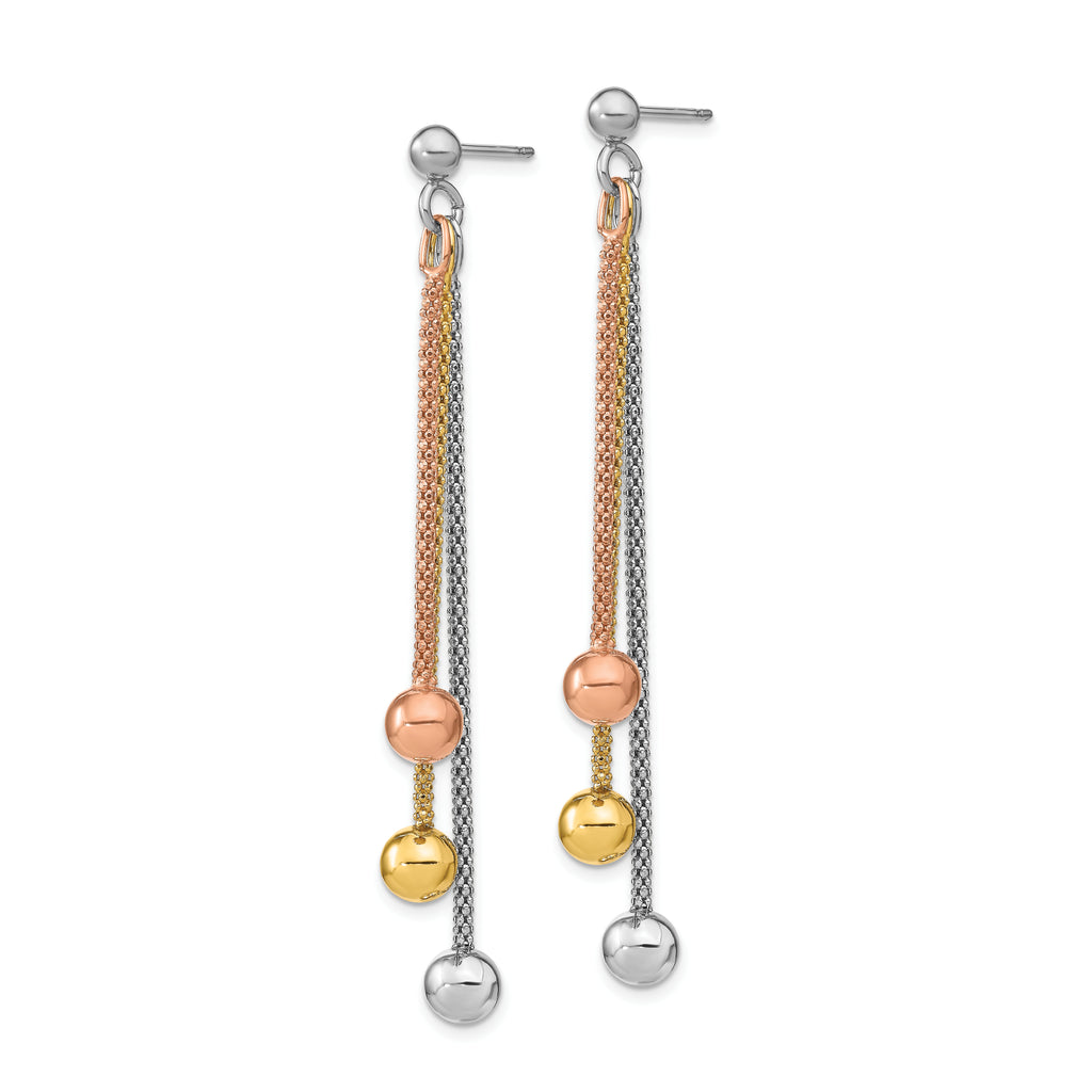 Sterling Silver Rose & Yellow Gold-plated Post Dangle Earrings
