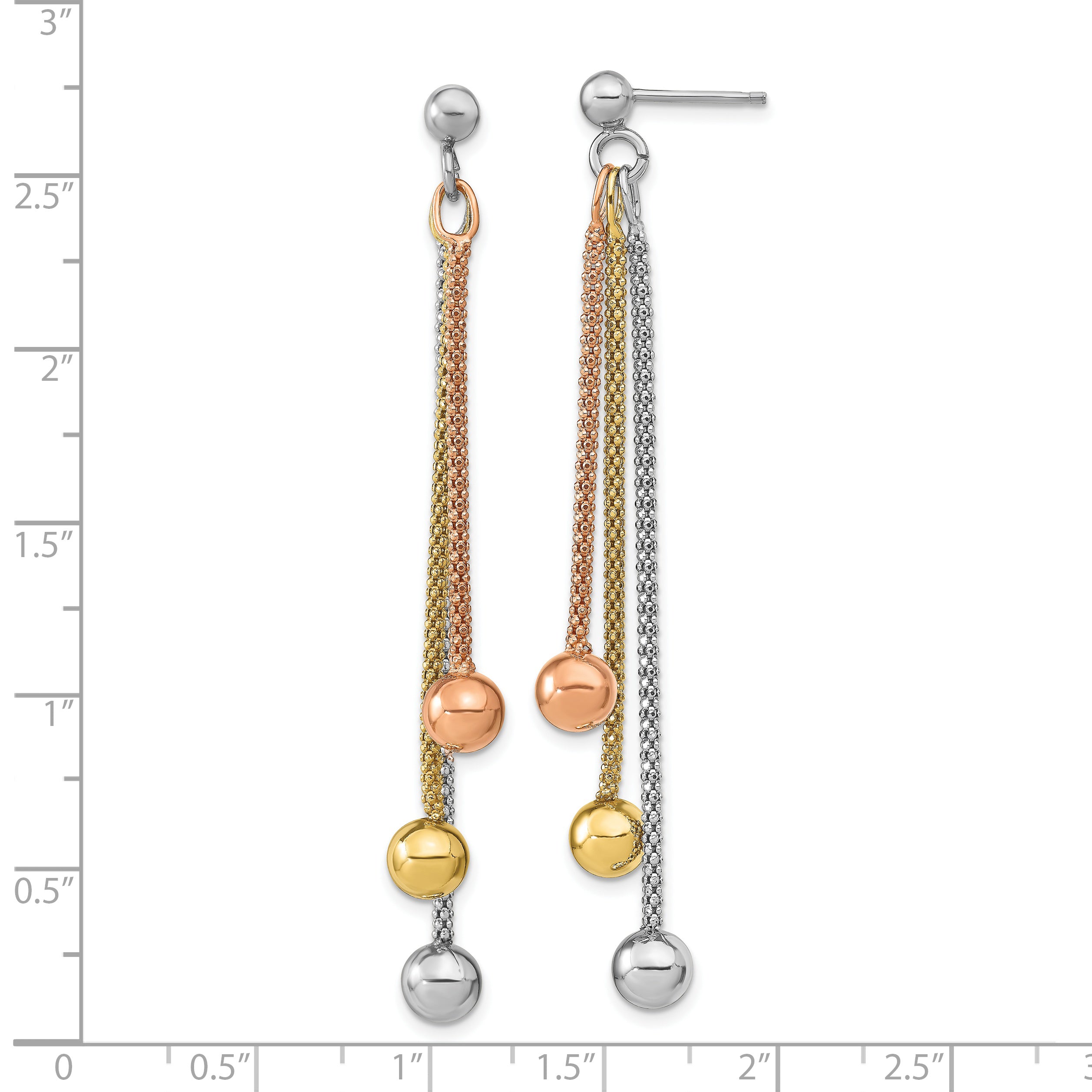 Sterling Silver Rose & Yellow Gold-plated Post Dangle Earrings