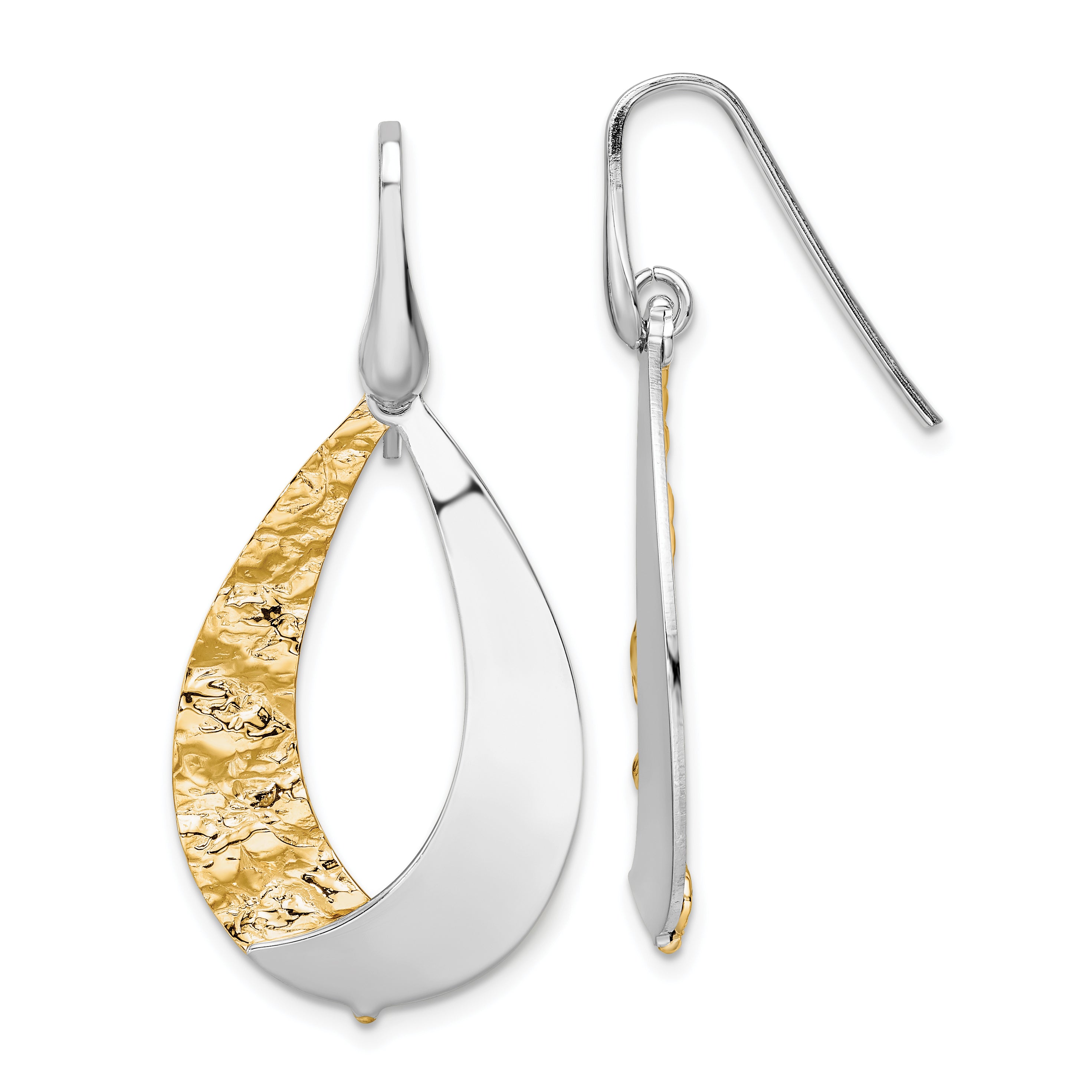 Sterling Silver Rhod-plated Gold-plated D/C Dangle Earrings Main image