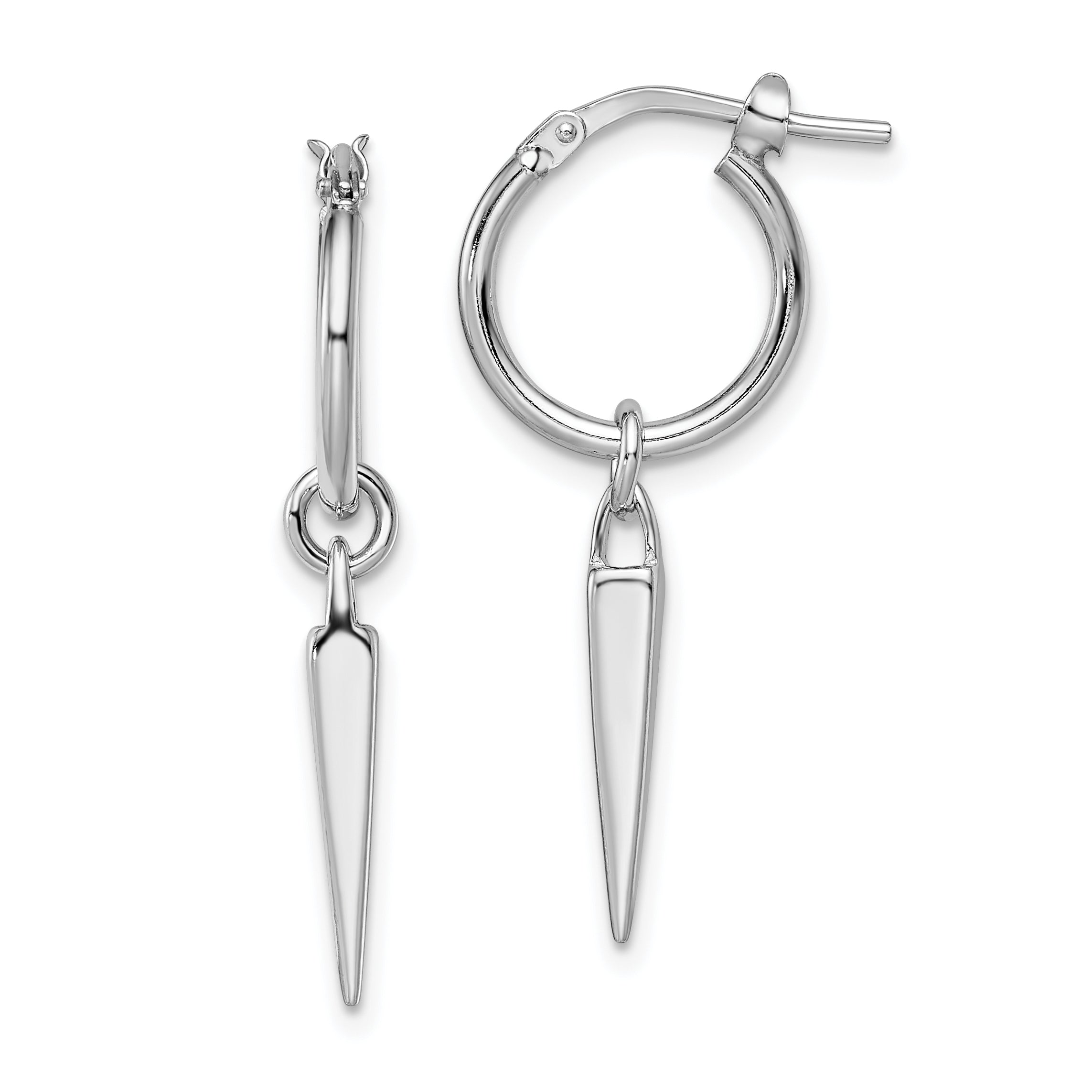 Sterling Silver Rhodium-pl Hoop with Dangle Earrings Main image