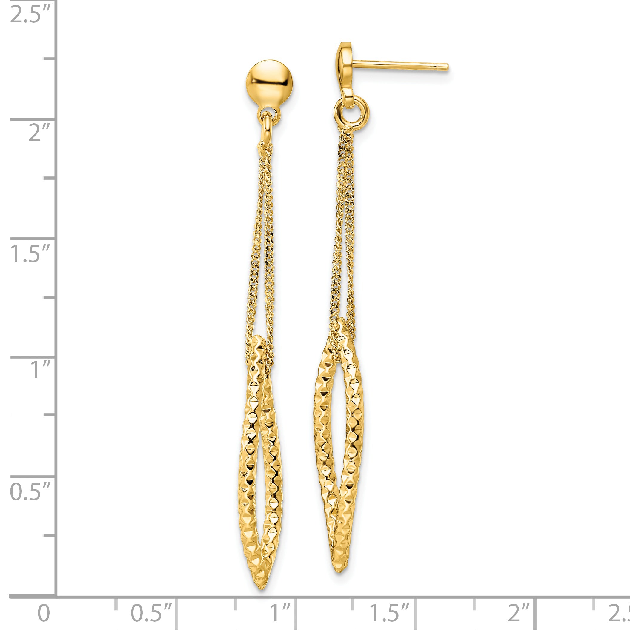 Sterling Silver Gold-plated D/C Post Dangle Earrings