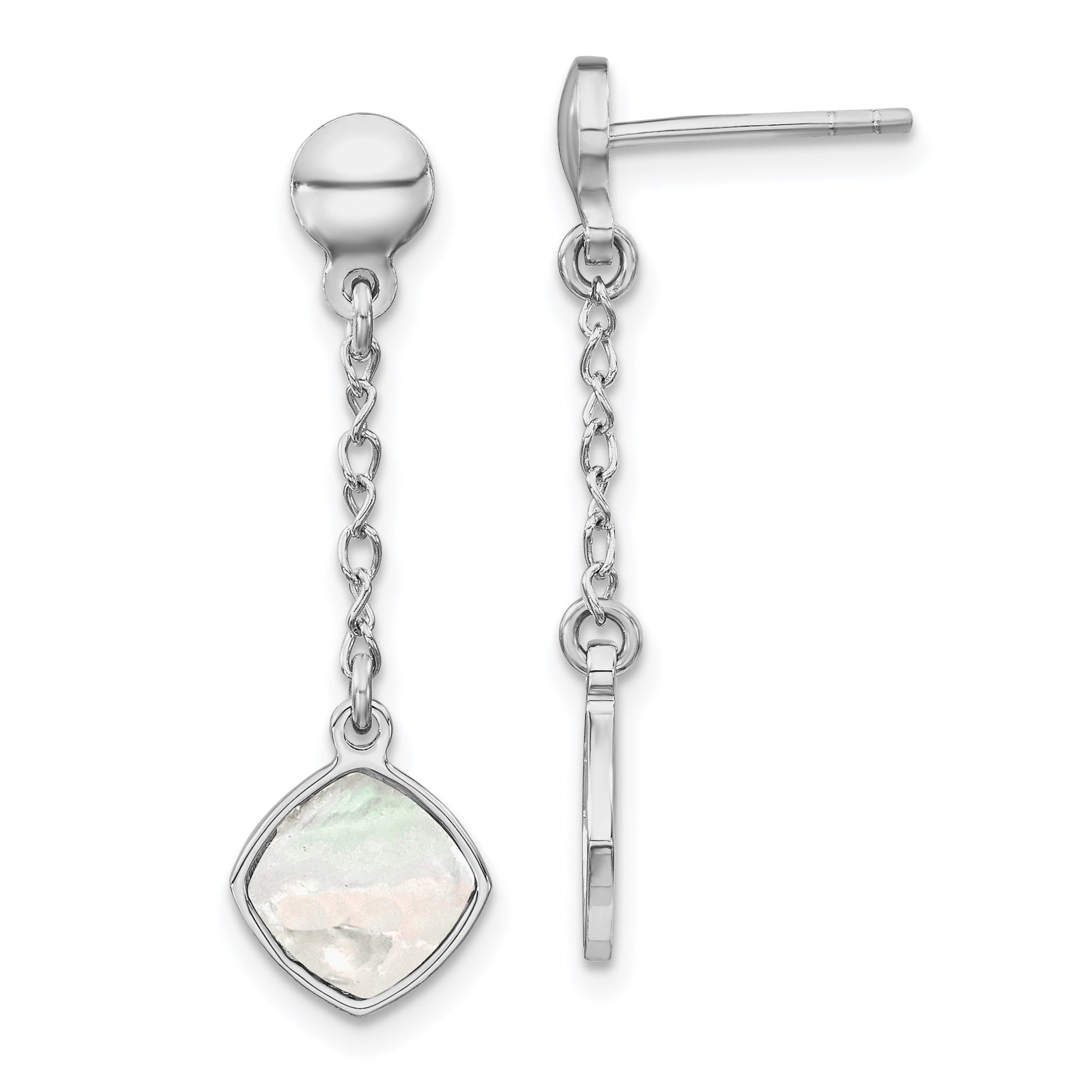 Sterling Silver Rhodium-plated Mother of Pearl Post Dangle Earring Main image
