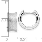 Sterling Silver Rhod-plated D/C Brushed Huggie Hoop Earrings