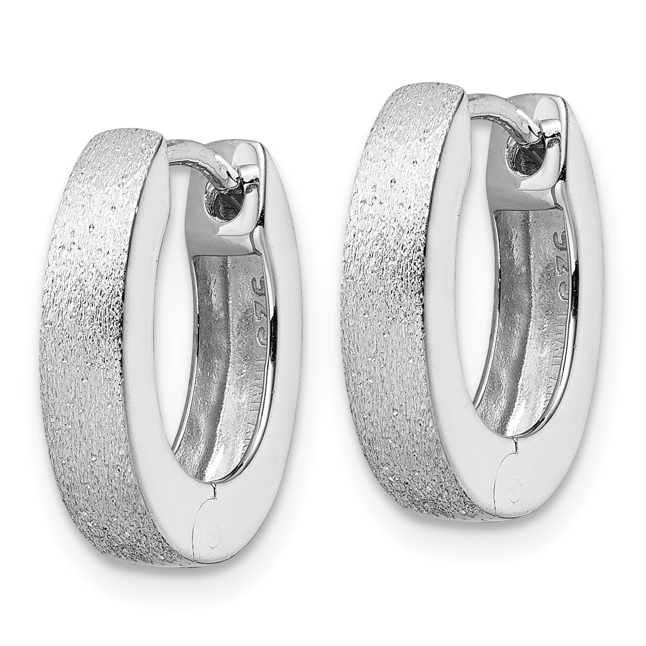 Radiant Essence SS Rhod-plated D/C Brushed Oval Hoop Earrings Secondary image