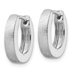Radiant Essence SS Rhod-plated D/C Brushed Oval Hoop Earrings