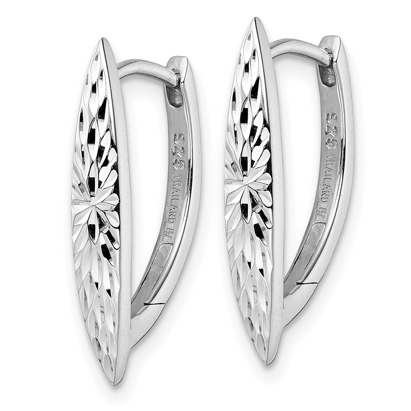 Sterling Silver Rhod-plated D/C Hoop Earrings Secondary image