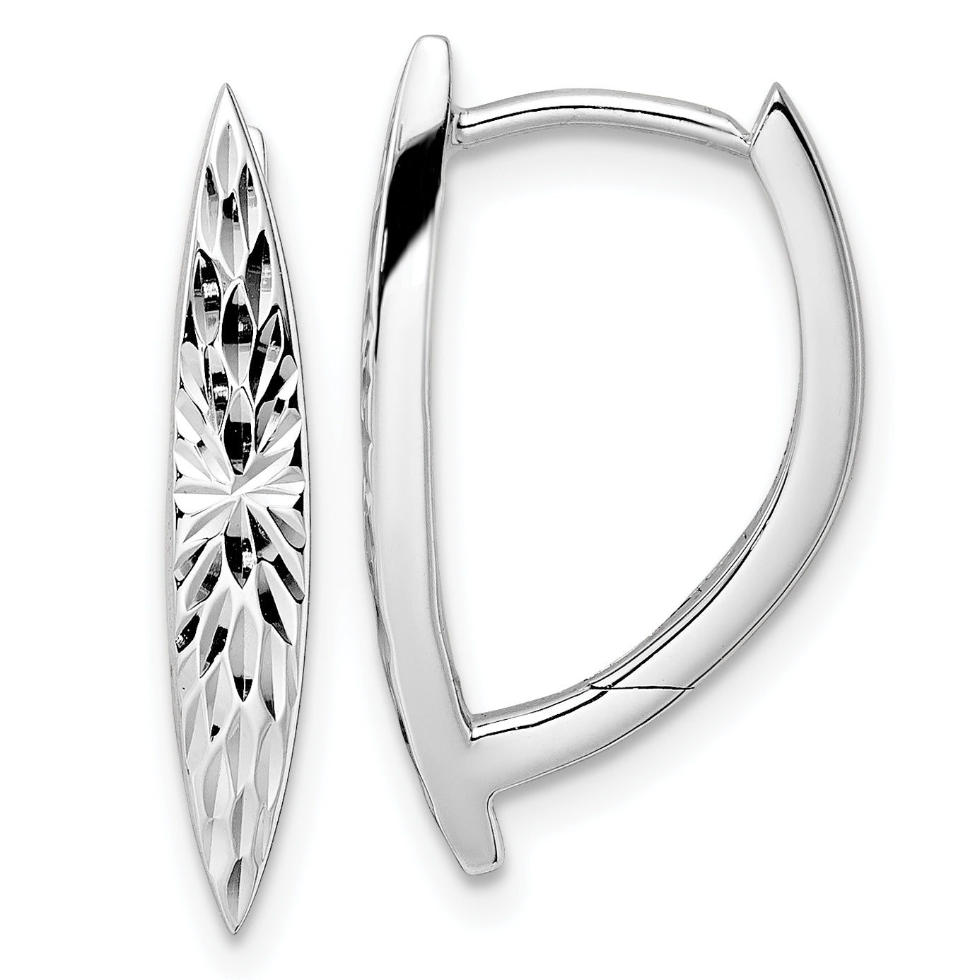 Sterling Silver Rhod-plated D/C Hoop Earrings
