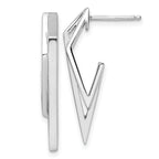 Sterling Silver Rhod-plated Polished and Brushed Dangle Earrings
