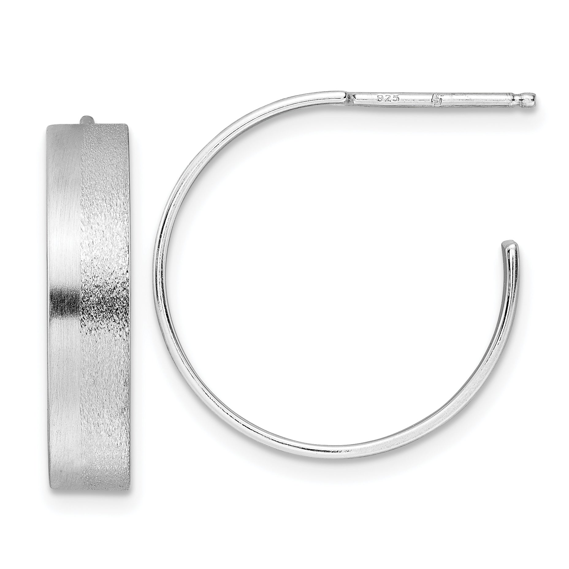 Radiant Essence SS Rhod-plated Brushed C-Hoop Earrings Main image