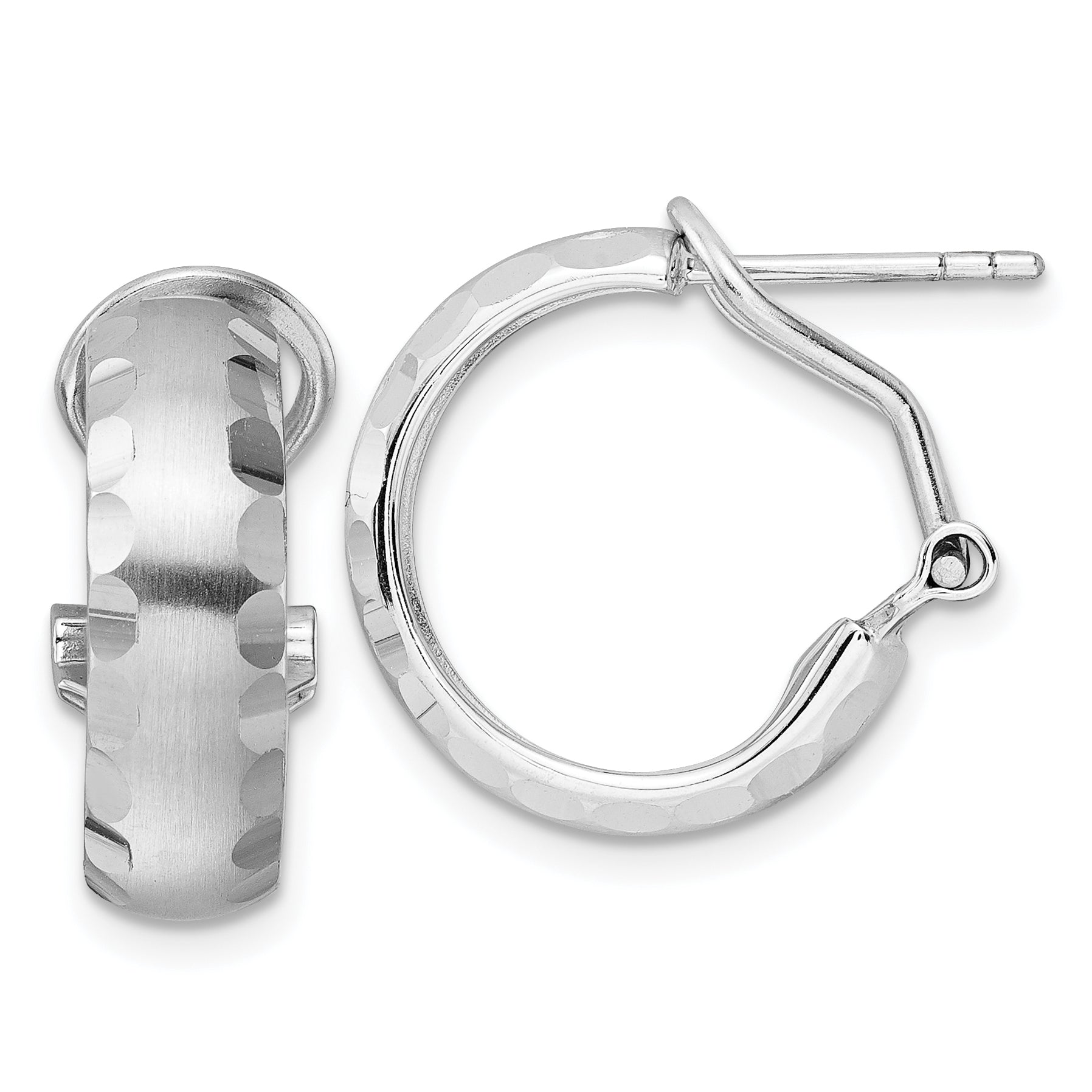 Radiant Essence SS Rhod-plated Brushed D/C Omega Back Earrings Main image