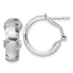 Radiant Essence SS Rhod-plated Brushed D/C Omega Back Earrings