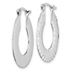 Radiant Essence SS Rhod-plated Brushed D/C Hoop Earrings