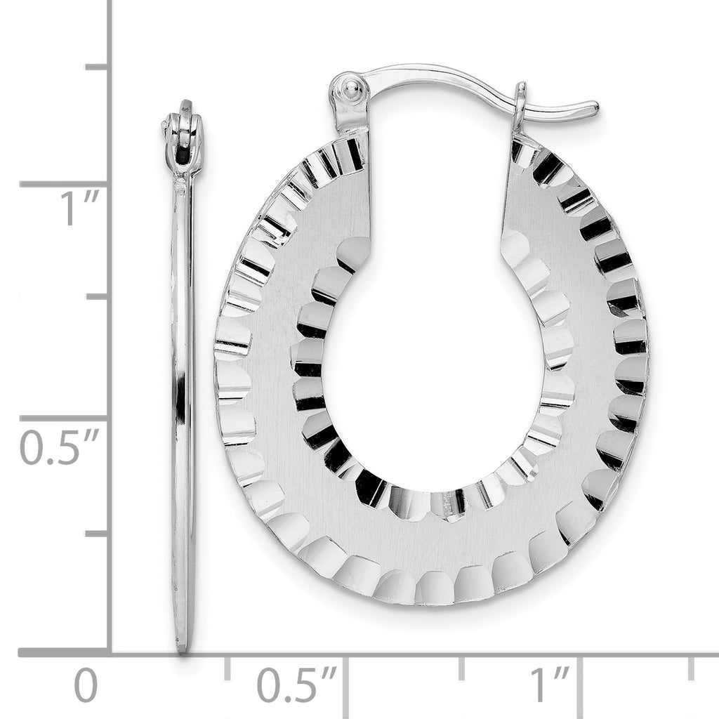Radiant Essence SS Rhod-plated Brushed D/C Hoop Earrings