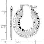 Radiant Essence SS Rhod-plated Brushed D/C Hoop Earrings