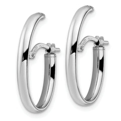 Sterling Silver Rhod-plated Polished J-hoop Earrings