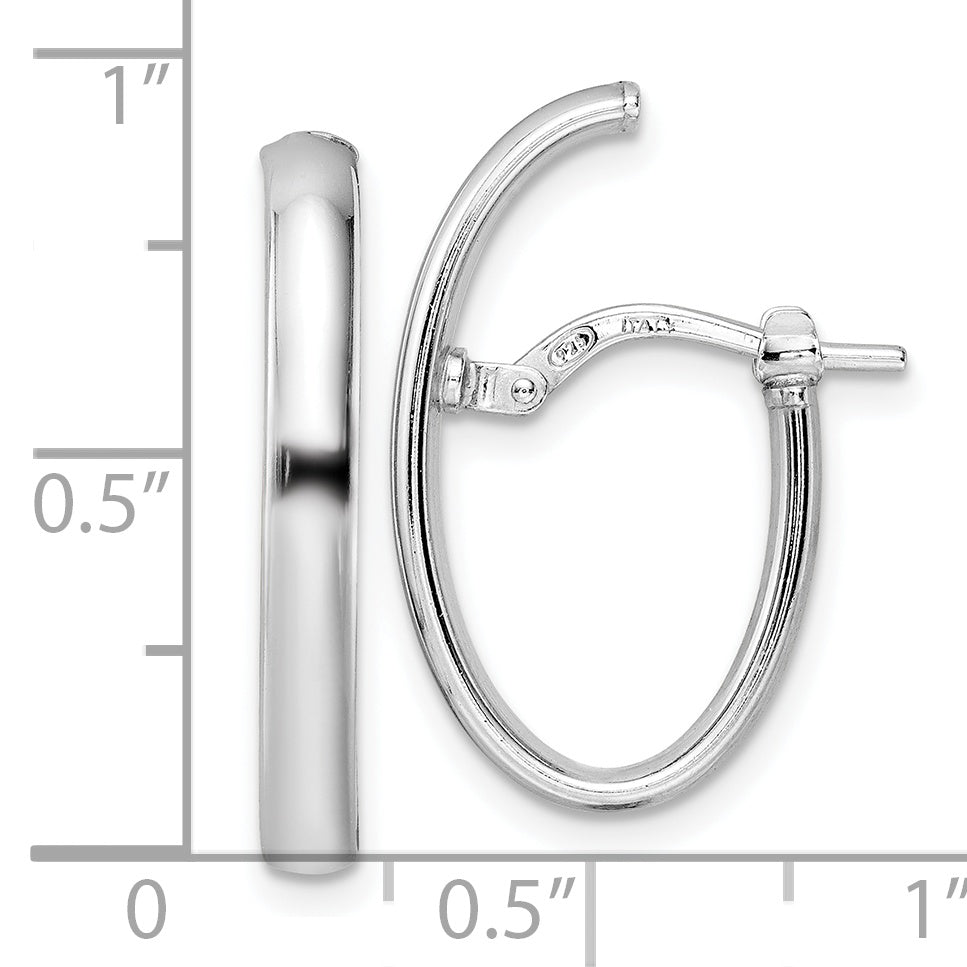 Sterling Silver Rhod-plated Polished J-hoop Earrings