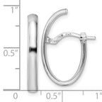 Sterling Silver Rhod-plated Polished J-hoop Earrings