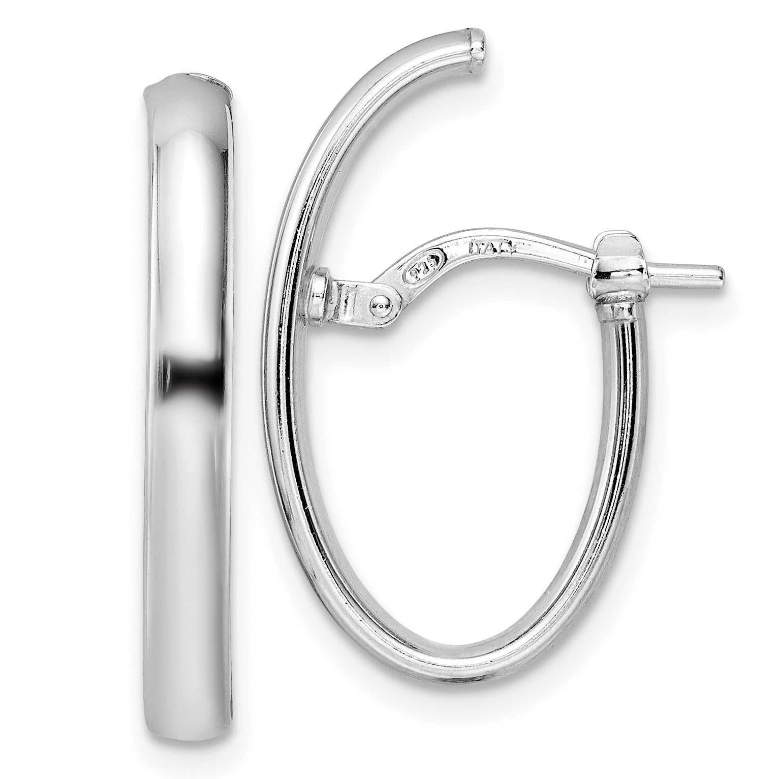 Sterling Silver Rhod-plated Polished J-hoop Earrings Secondary image