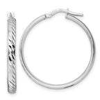 Sterling Silver Rhod-plated Polished D/C Hoop Earrings