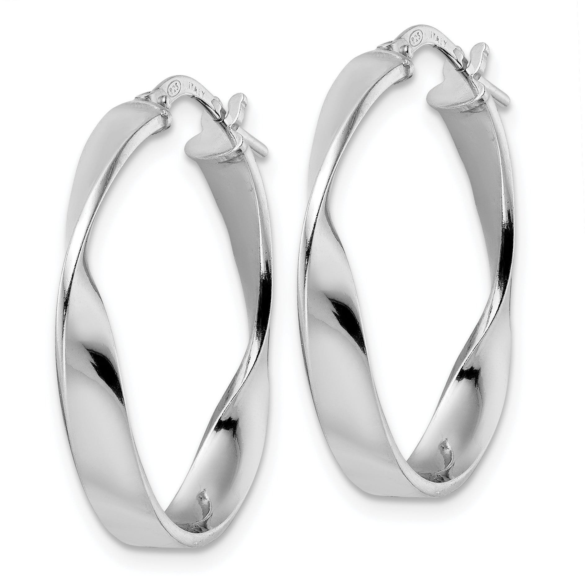 Sterling Silver Rhod-plated Polished Oval Twisted Hoop Earrings Secondary image